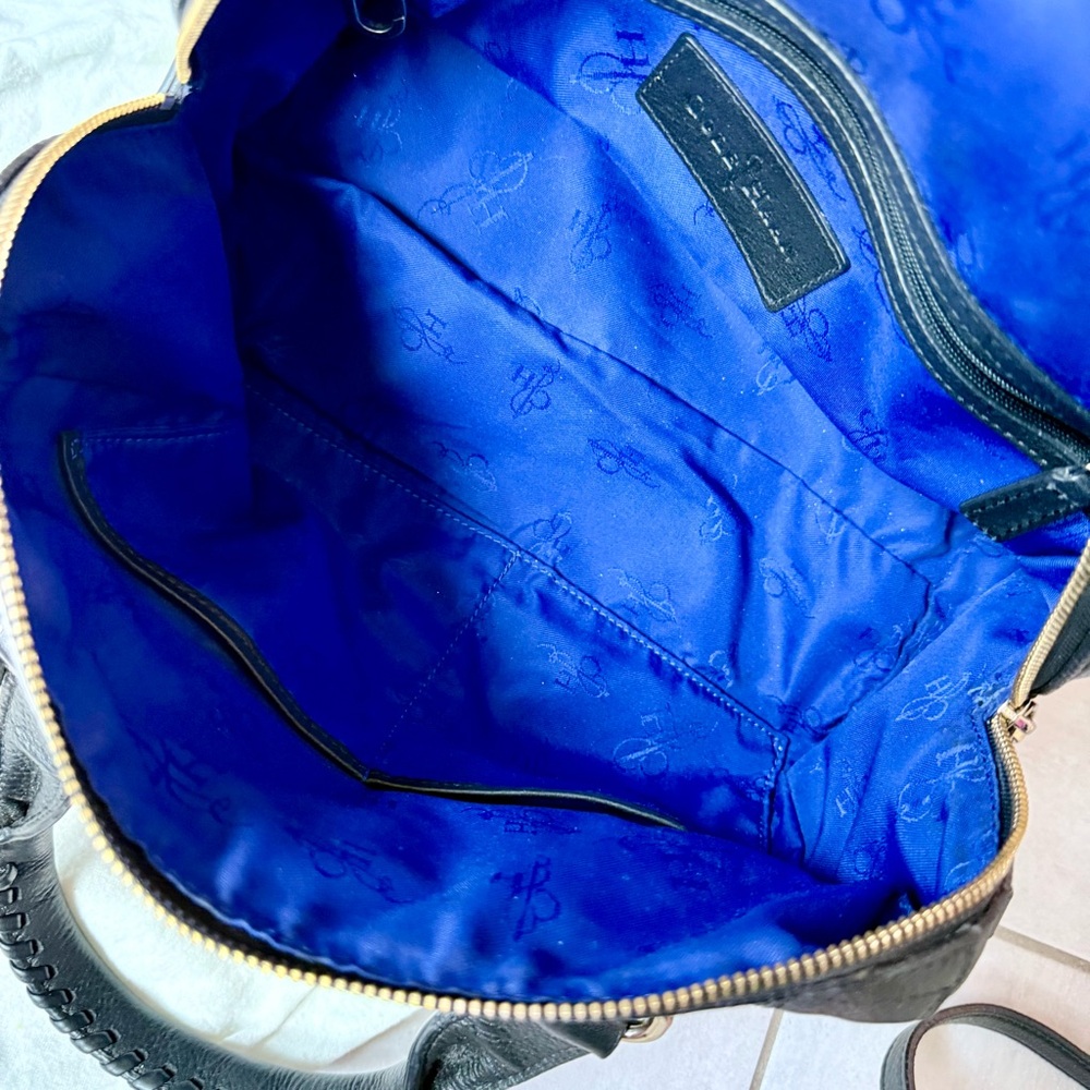 Cole Haan village satchel, pebbled black leather & blue interior EUC - Picture 11 of 12